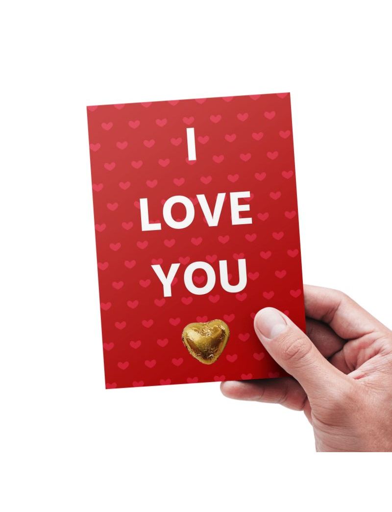 Cartão “I Love You” com chocolate